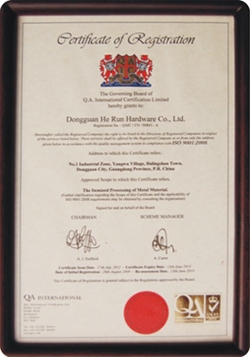 ISO9001:2008 certificate