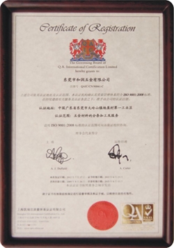 ISO9001:2008 certificate